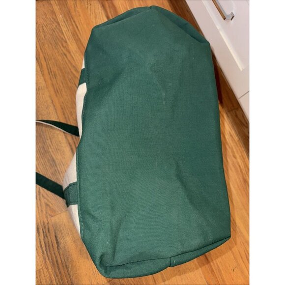 Lands End Boat and Tote XL Tote Bag Handbag Green Ivory USA - Picture 8 of 10